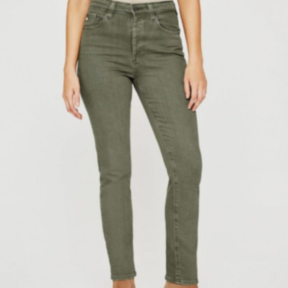 AG Jeans Alexxis Slim High Rise Vintage Fit Olive Green